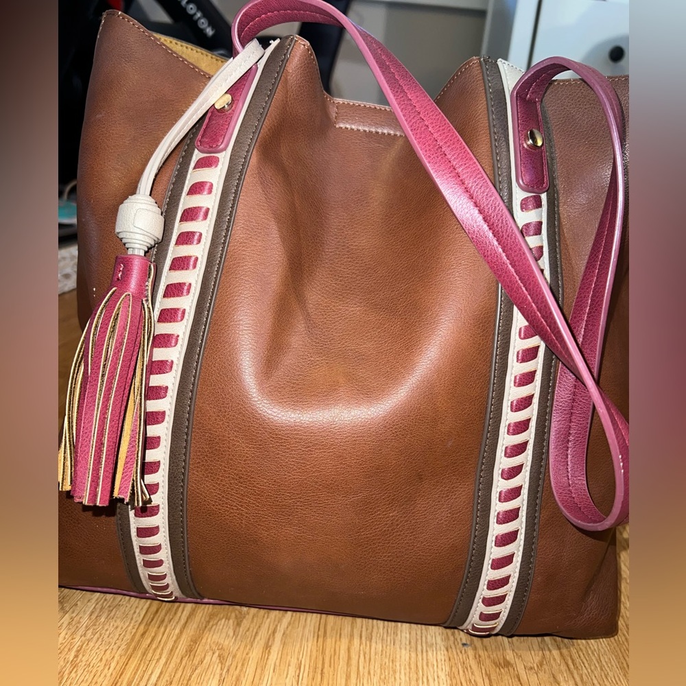 Faux Leather Multi-Tone Fall Tote